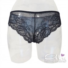 Completino intimo RossoPorpora pizzo e lurex nero e cielo CD770