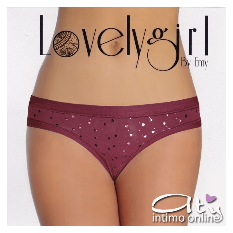 Lovelygirl slip brasiliano WI3497D in cotone con cuori Pack 3 pz