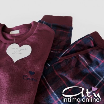 Pigiama  in micropile bordeaux Coveri homewear EP3079