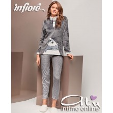 Pigiama in coral grigio con bottoni Infiore Saturn SAT650066