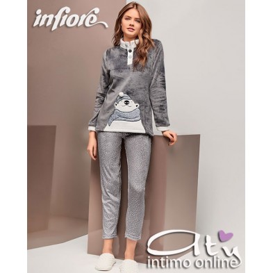 Pigiama in coral grigio con bottoni Infiore Saturn SAT650066