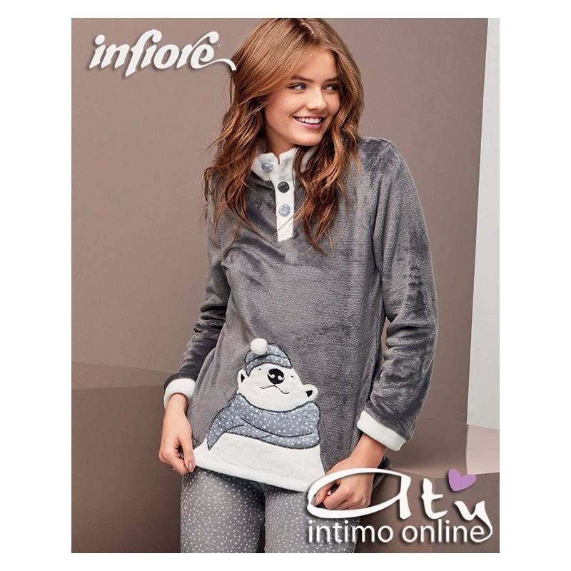 Pigiama in coral grigio con bottoni Infiore Saturn SAT650066