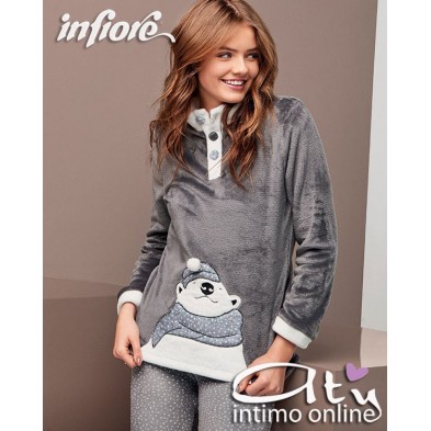 Pigiama in coral grigio con bottoni Infiore Saturn SAT650066