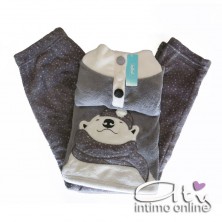 Pigiama in coral grigio con bottoni Infiore Saturn SAT650066