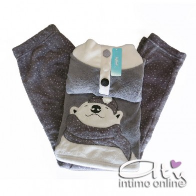 Pigiama in coral grigio con bottoni Infiore Saturn SAT650066