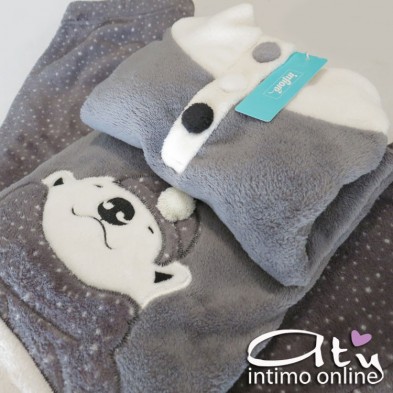 Pigiama in coral grigio con bottoni Infiore Saturn SAT650066