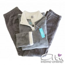 Pigiama in coral grigio con bottoni Infiore Saturn SAT650066