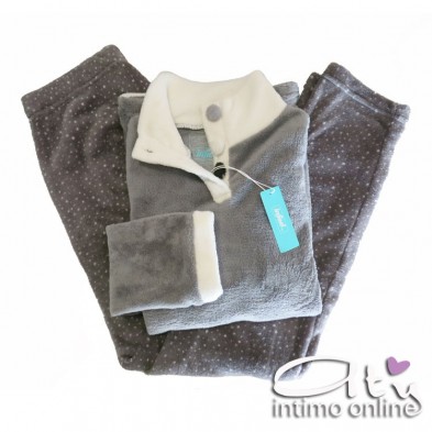 Pigiama in coral grigio con bottoni Infiore Saturn SAT650066