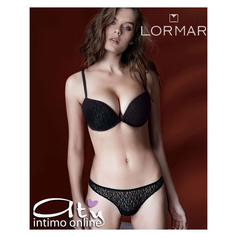 Lormar completo reggiseno super push up +2 taglie glitter  nero INT0029