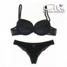 Lormar completo reggiseno super push up +2 taglie glitter  nero INT0029
