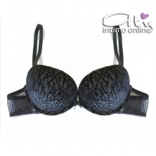 Lormar completo reggiseno super push up +2 taglie glitter  nero INT0029