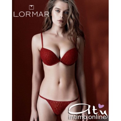 Lormar completo reggiseno super push up +2 taglie glitter rosso INT0029