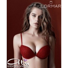 Lormar completo reggiseno super push up +2 taglie glitter rosso INT0029