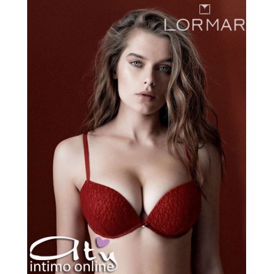 Lormar completo reggiseno super push up +2 taglie glitter rosso INT0029