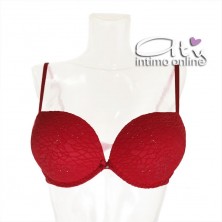 Lormar completo reggiseno super push up +2 taglie glitter rosso INT0029