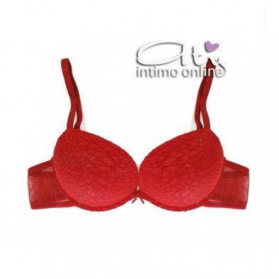 Lormar completo reggiseno super push up +2 taglie glitter rosso INT0029