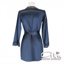 Composé Blu in raso LivCo Corsetti vestaglia + babydoll e perizoma Jacqueline