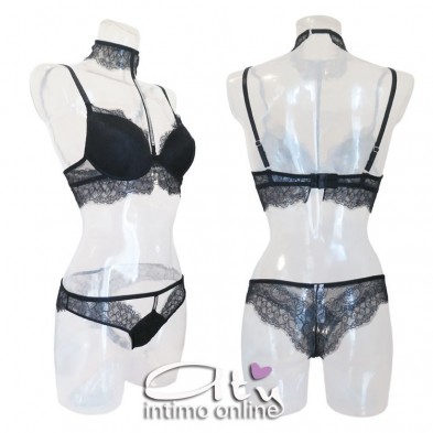 Lormar completo con reggiseno sexy con collare in pizzo STA10095