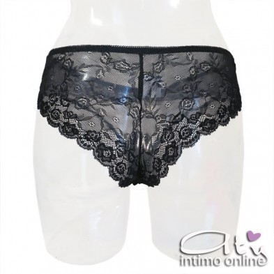 Slip brasiliana gioiello in pizzo nero Melusine Cofashion hot lingerie