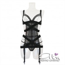 Completo guepiere sexy con coppe string + perizoma Itzel Cofashion