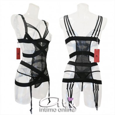 Completo guepiere sexy con coppe string + perizoma Itzel Cofashion