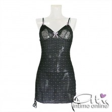 Babydoll sexy nero e perizoma hot con cristalli Misha Livcorsetti