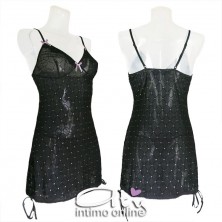 Babydoll sexy nero e perizoma hot con cristalli Misha Livcorsetti