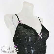 Babydoll sexy nero e perizoma hot con cristalli Misha Livcorsetti