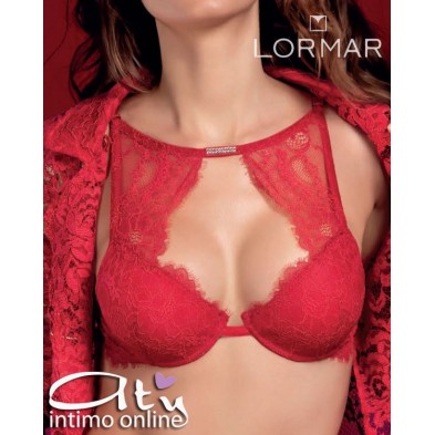 Lormar completo intimo rosso con reggiseno top sexy con inserto strass STA10094