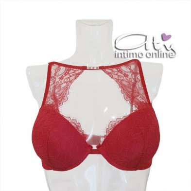 Lormar completo intimo rosso con reggiseno top sexy con inserto strass STA10094