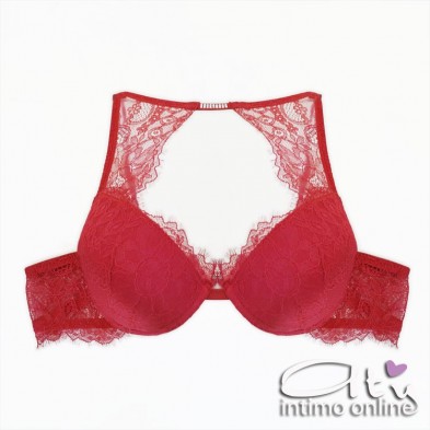 Lormar completo intimo rosso con reggiseno top sexy con inserto strass STA10094