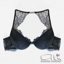 Lormar completo intimo nero con reggiseno top sexy con inserto strass STA10094