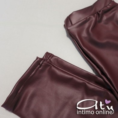 Leggins simil-pelle bordeaux interno soffice Jadea 4092