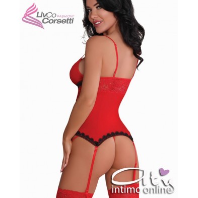 Guepiere rossa completo di calze rosse e perizoma hot Claudia Livco Corsetti