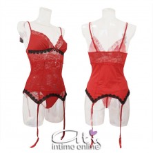 Guepiere rossa completo di calze rosse e perizoma hot Claudia Livco Corsetti