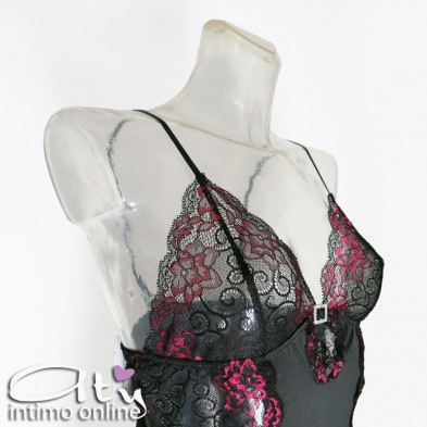 Babydoll sexy rose magenta con perizoma hot Rosanne LivCorsetti