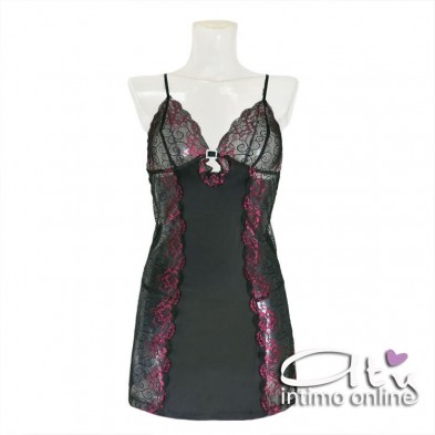 Babydoll sexy rose magenta con perizoma hot Rosanne LivCorsetti