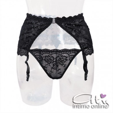 Set reggicalze strass + perizoma ChiliRose lingerie CR3618