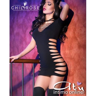 Mini abito clubwear nero ChiliRose CR4169