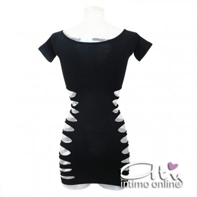 Mini abito clubwear nero ChiliRose CR4169