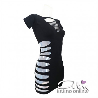 Mini abito clubwear nero ChiliRose CR4169