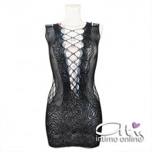 Mini abito clubwear in rete e macro rete ChiliRose CR3497