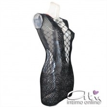 Mini abito clubwear in rete e macro rete ChiliRose CR3497