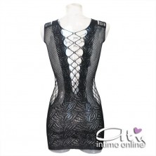 Mini abito clubwear in rete e macro rete ChiliRose CR3497