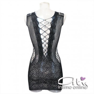 Mini abito clubwear in rete e macro rete ChiliRose CR3497