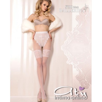 Collant bianchi 20 denari Ballerina 377 effetto calza per reggicalza
