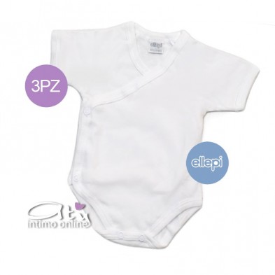 Body incrociato mezza manica cotone Ellepi AF4298 Pack 3 bodini neonato