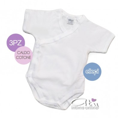 Body incrociato mezza manica cotone interlock Ellepi AF4210 Pack 3 bodini neonato