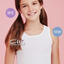 Canottiera S/L bimba costina profili in merletto Ellepi AI8227 Pack 3 maglie intime