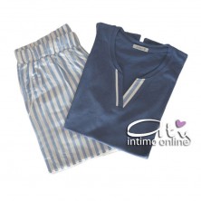 Jadea pigiama con shorts rigato azzurro 3086